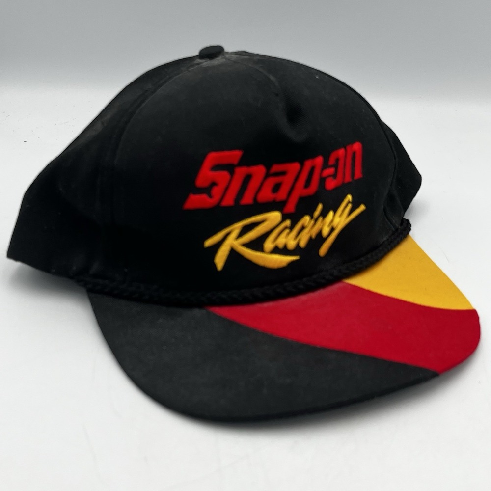 Vintage 90s RARE Snap On Tools Racing Snapback Cap Hat Tri-Color Swingster